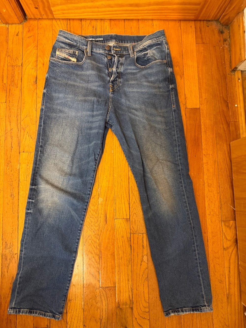 Diesel Men's Dark Blue Straight Jeans D-Viker 32x32